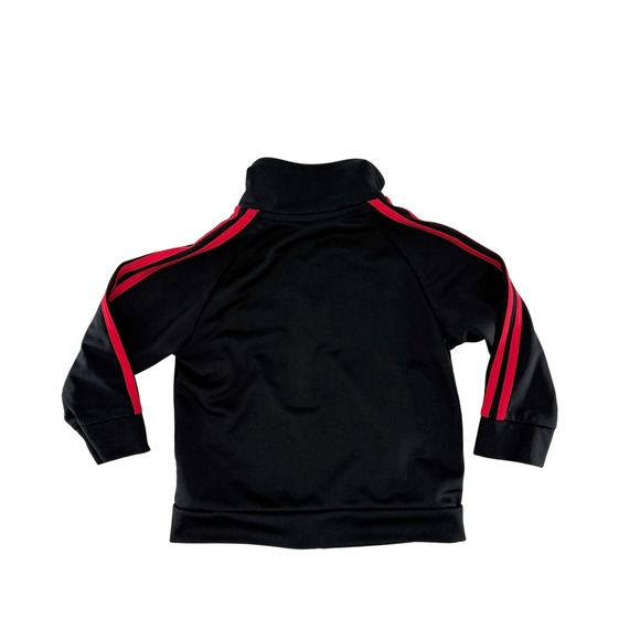 Adidas Track Jacket 12M Black Red Full Zip Athletic Activewear Toddler - Picture 2 of 5